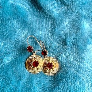 Vintage round red rhinestone earrings